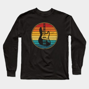 Retro Vintage Circle Sunset J-Style Bass Guitar Long Sleeve T-Shirt